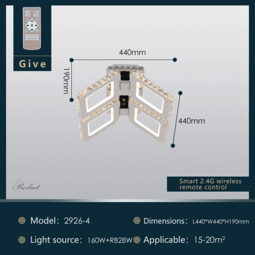 Люстра світлодіодна акрилова Sirius 2926-4 160W+28W - Фото № 5