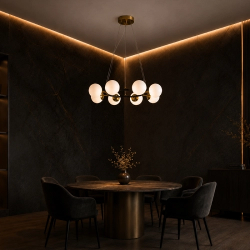 Pendant chandelier Molecule 74542/8 CP+Matte Black with 8 shades - Фото № 3