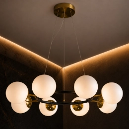 Pendant chandelier Molecule 74542/8 CP+Matte Black with 8 shades