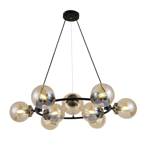 Decorative chandelier 74405/9 Antique Brass + Matte black with 9 shades