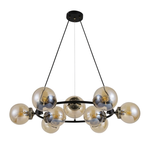 Decorative chandelier 74405/9 Antique Brass + Matte black with 9 shades - Фото № 1