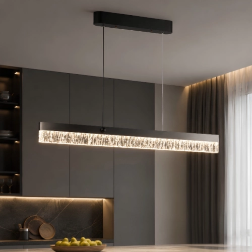 Люстра подвесная светодиодная VALESO YH1362/80W, LED 40W, линейная, Черный+Серый