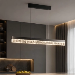 Люстра подвесная светодиодная VALESO YH1362/80W, LED 40W, линейная, Черный+Серый