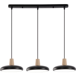 Підвісна LED люстра VALESO XI3342-3 чорний + дерево,3000K, 4200K, 6000K