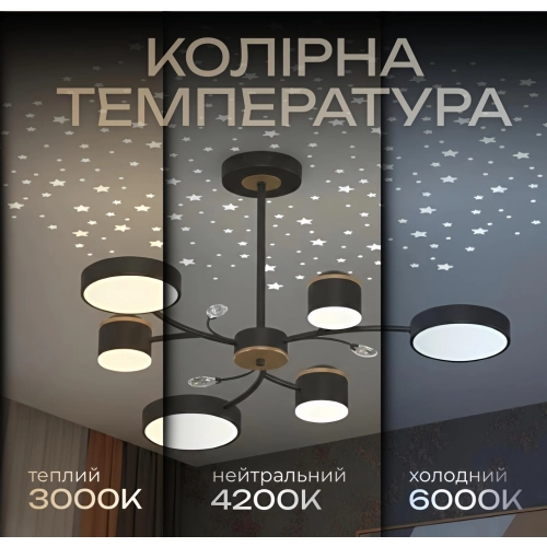 Chandelier LED VALESO XI3346-6 black + gold, 3000-6000K - Фото № 2