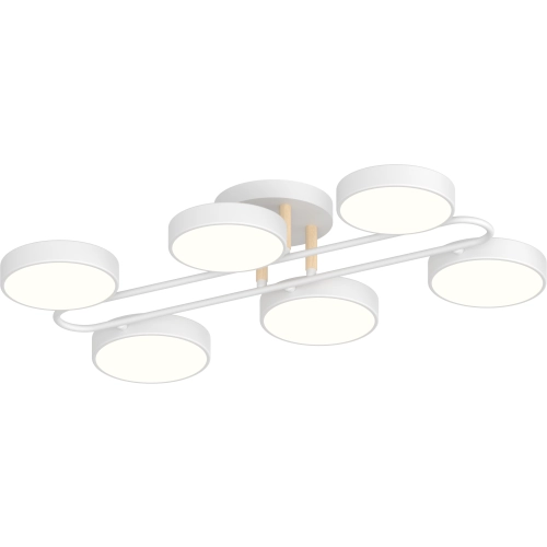 VALESO LED chandelier, 108W 3000-6000K, XI3322-6 white+wood