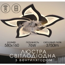 Стельовий світильник-вентилятор YZD5005-Fan (Чорний)
