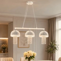 LED Pendant Chandelier E2725/3, White+Chrome