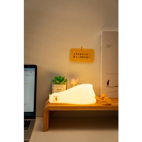 Lying Duck" Silicone Night Light with Phone Stand - Фото № 8