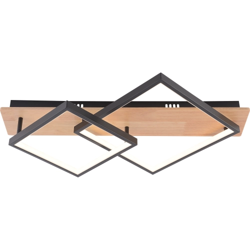 Люстра потолочная светодиодная VALESO DK6588/2 с пультом, LED 47W, диммер, Черный+Дерево