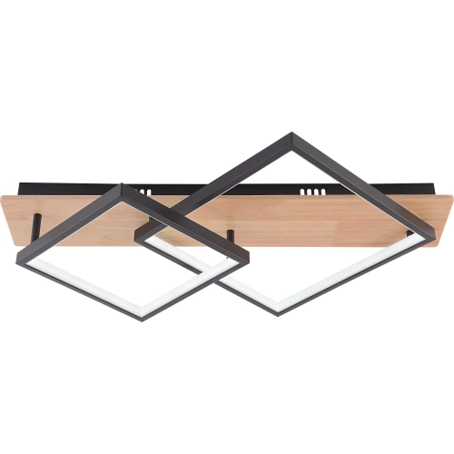 Люстра потолочная светодиодная VALESO DK6588/2 с пультом, LED 47W, диммер, Черный+Дерево - Фото № 1