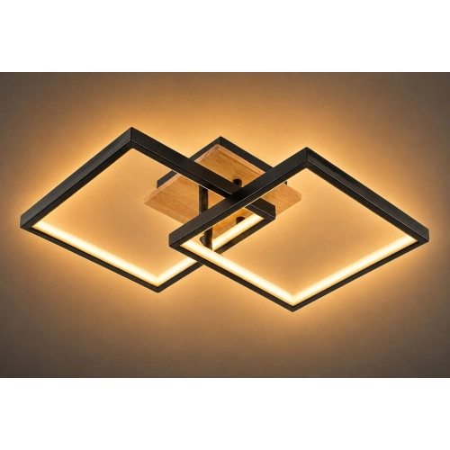 Ceiling Chandelier LED VALESO DK6589-2 Modern 41W Black+Wood - Фото № 1