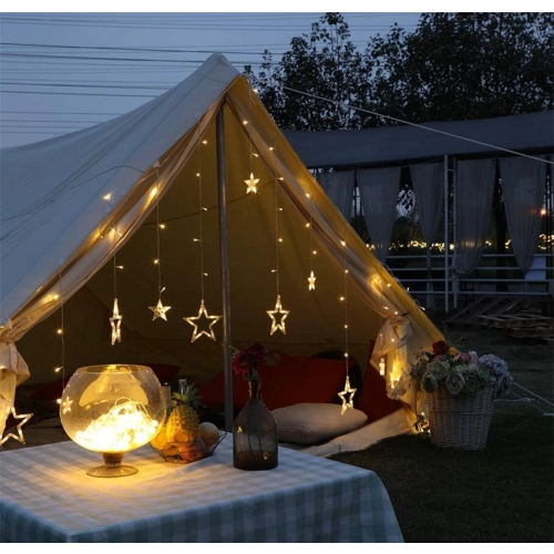 LED Curtain String Lights VALESO Stars/Moon 12 Pendants 3m×0.6m Warm White LKS3436 - Фото № 2
