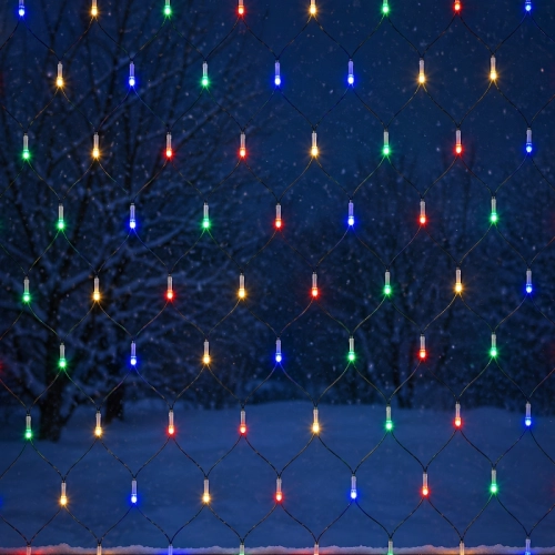 Гирлянда-сетка новогодняя LED VALESO 160 RGB 1.2x1.5 м 8 режимов Зеленый провод LKS5048