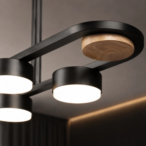 Ceiling Chandelier LED 6-light VALESO N6720/6 GX53 Black + Wood N6720/6 - Фото № 1