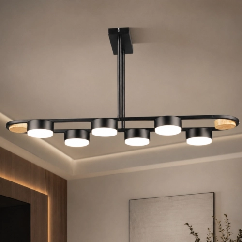Ceiling Chandelier LED 6-light VALESO N6720/6 GX53 Black + Wood N6720/6