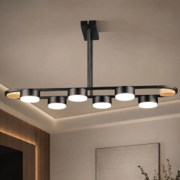 Ceiling Chandelier LED 6-light VALESO N6720/6 GX53 Black + Wood N6720/6