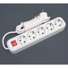 Extension cord Valeso TW-1021 5-seater with grounding 3m button white