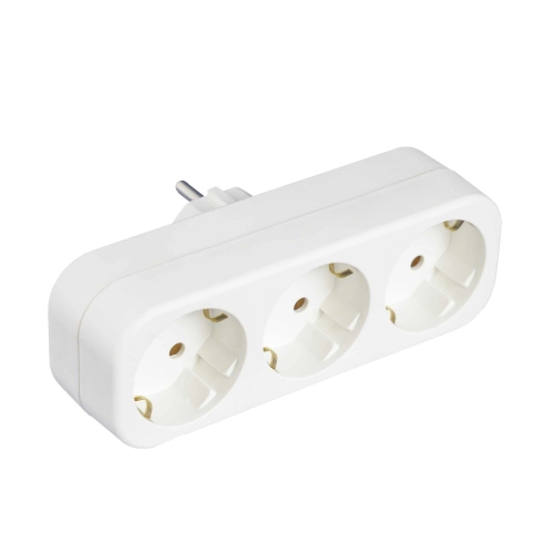 Network splitter 3-seater with grounding straight white TW-1004