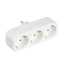 Network splitter 3-seater with grounding straight white TW-1004