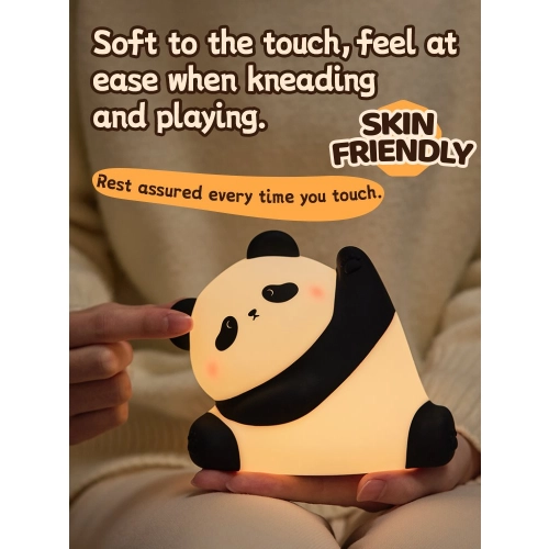 Silicone LED Touch Night Light Kung Fu Panda VALESO A038 for Bedroom Rechargeable White-Black - Фото № 1