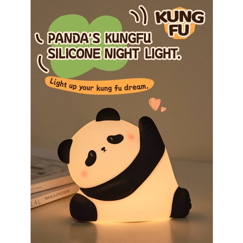 Silicone LED Touch Night Light Kung Fu Panda VALESO A038 for Bedroom Rechargeable White-Black - Фото № 2