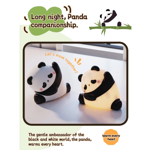 Silicone LED Touch Night Light Kung Fu Panda VALESO A038 for Bedroom Rechargeable White-Black - Фото № 3