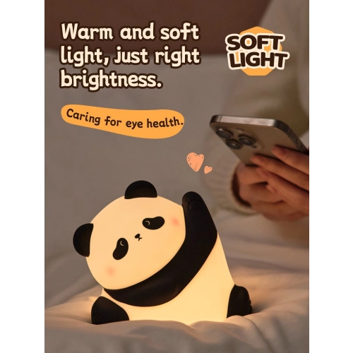 Silicone LED Touch Night Light Kung Fu Panda VALESO A038 for Bedroom Rechargeable White-Black - Фото № 4