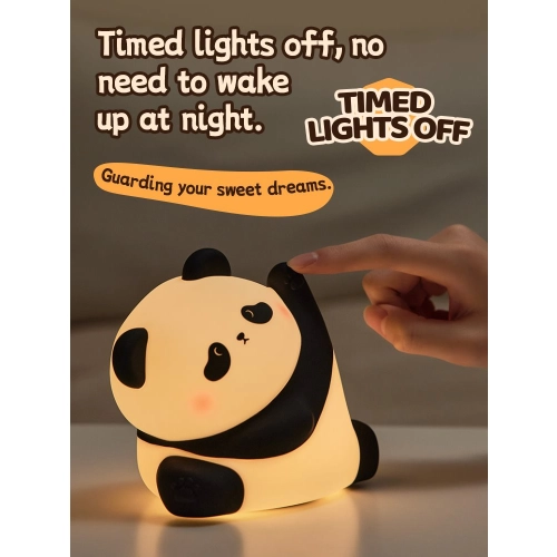 Silicone LED Touch Night Light Kung Fu Panda VALESO A038 for Bedroom Rechargeable White-Black - Фото № 6