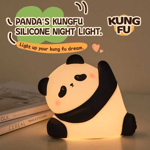 Silicone LED Touch Night Light Kung Fu Panda VALESO A038 for Bedroom Rechargeable White-Black - Фото № 8