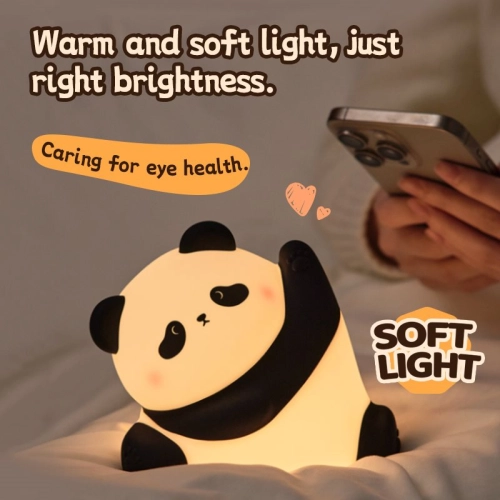 Silicone LED Touch Night Light Kung Fu Panda VALESO A038 for Bedroom Rechargeable White-Black - Фото № 10