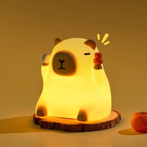 Silicone LED Touch Night Light Sitting Capybara VALESO A042 for Bedroom Rechargeable Beige - Фото № 11