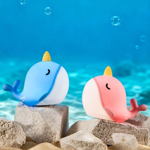 Silicone LED Touch Night Light Whale VALESO A044 for Bedroom Rechargeable Blue - Фото № 1
