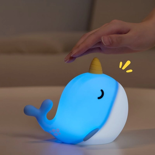 Silicone LED Touch Night Light Whale VALESO A044 for Bedroom Rechargeable Blue