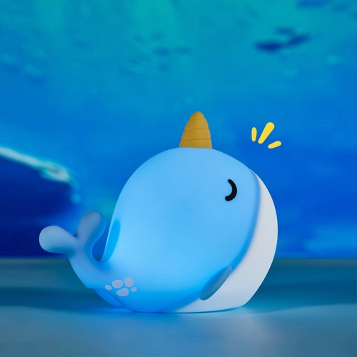 Silicone LED Touch Night Light Whale VALESO A044 for Bedroom Rechargeable Blue - Фото № 5