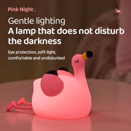 Silicone LED Touch Night Light Flamingo VALESO A049 for Bedroom Rechargeable Pink - Фото № 8