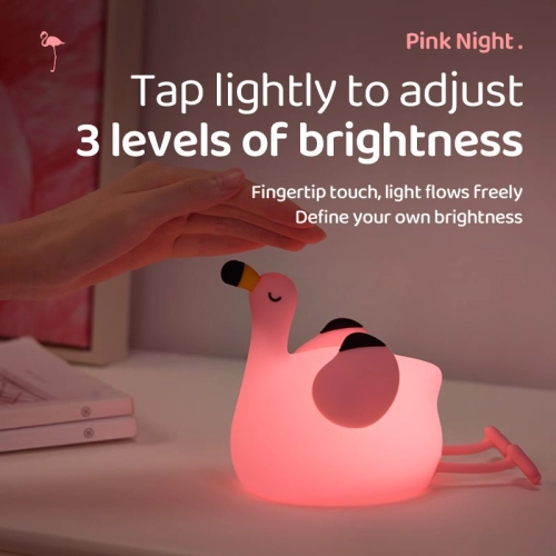 Silicone LED Touch Night Light Flamingo VALESO A049 for Bedroom Rechargeable Pink - Фото № 9