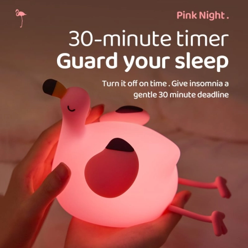 Silicone LED Touch Night Light Flamingo VALESO A049 for Bedroom Rechargeable Pink - Фото № 11