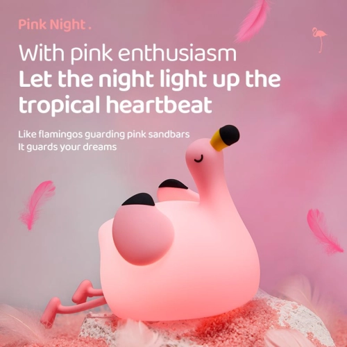 Silicone LED Touch Night Light Flamingo VALESO A049 for Bedroom Rechargeable Pink - Фото № 12