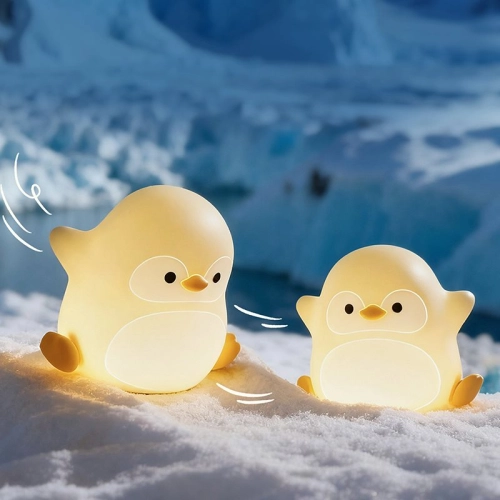 Silicone LED Touch Night Light Penguin VALESO A051 for Bedroom Rechargeable Beige - Фото № 1