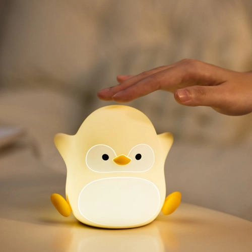 Silicone LED Touch Night Light Penguin VALESO A051 for Bedroom Rechargeable Beige