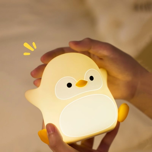 Silicone LED Touch Night Light Penguin VALESO A051 for Bedroom Rechargeable Beige - Фото № 3