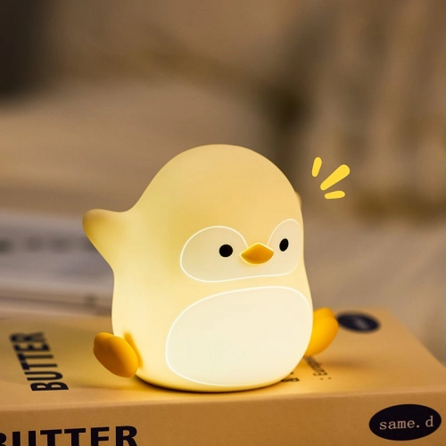 Silicone LED Touch Night Light Penguin VALESO A051 for Bedroom Rechargeable Beige - Фото № 5