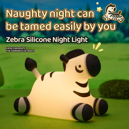 Silicone LED Touch Night Light Zebra VALESO A067 for Bedroom Soft Toy Light - Фото № 2
