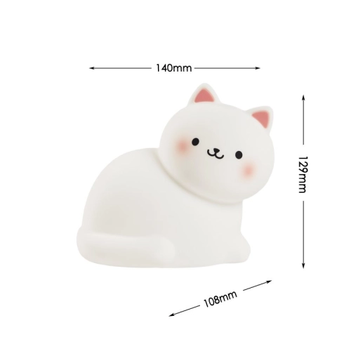 Silicone LED Touch Night Light White Kitten VALESO A068 for Bedroom Soft Toy Light - Фото № 14