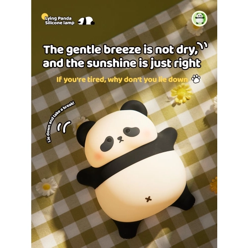 Silicone touch night light toy Lying panda A008 VALESO kids bedroom lamp white-black - Фото № 2