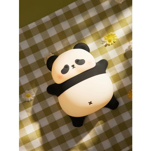 Silicone touch night light toy Lying panda A008 VALESO kids bedroom lamp white-black - Фото № 1