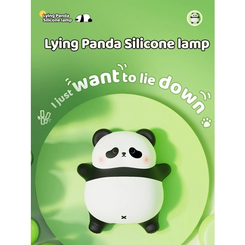 Silicone touch night light toy Lying panda A008 VALESO kids bedroom lamp white-black - Фото № 4