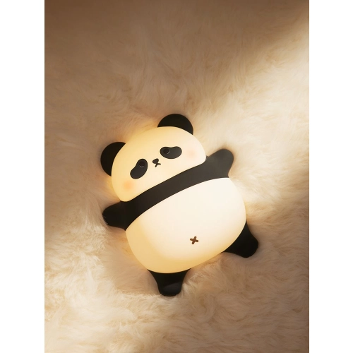 Silicone touch night light toy Lying panda A008 VALESO kids bedroom lamp white-black - Фото № 5
