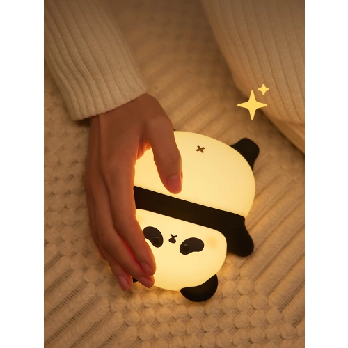 Silicone touch night light toy Lying panda A008 VALESO kids bedroom lamp white-black - Фото № 7